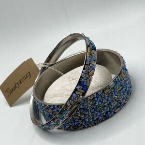 Silver Blue Beaded Bangle Set Erica Lyons
